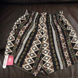 Patterned Black and Brown Women Shorts